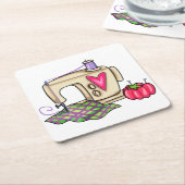 naaimachine vierkante kartonnen onderzetter (Schuin)