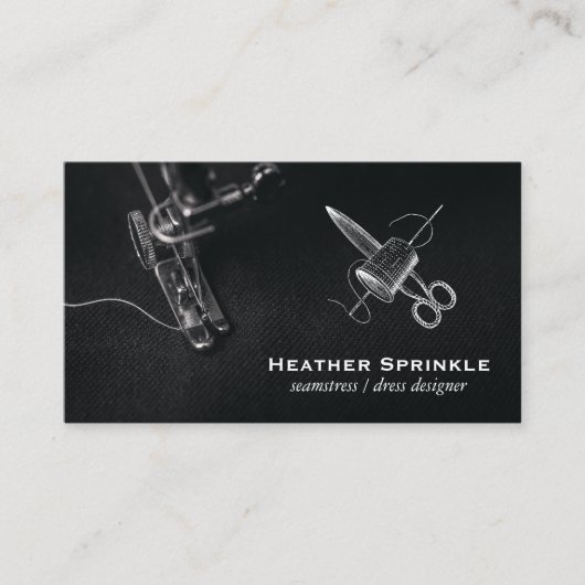 Naaimachine | Vingerhoed en Schaar Visitekaartje (Voorkant)