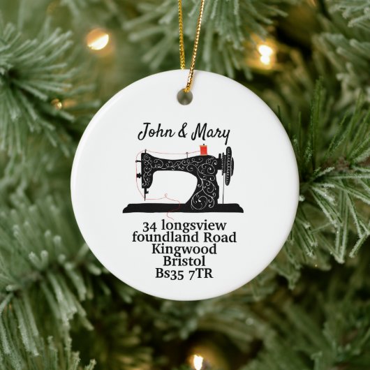 naaimachine voor kerstmis keramisch ornament (Boom)