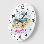 Naaimachine  wandklok grote klok (Hoek)