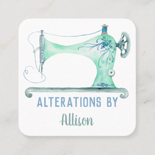 Naaimachine Waterverf vierkant piek Vierkante Visitekaartje (Voorkant)