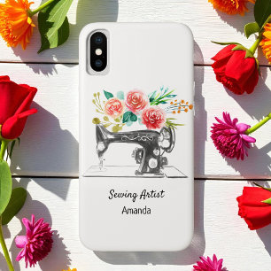 Naaimachine zwart-wit driekwart iPhone x hoesje