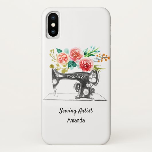 Naaimachine zwart-wit driekwart Case-Mate iPhone case (Achterkant)