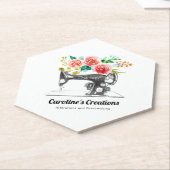 Naaimachine Zwart Wit Naaisters Tailor Kartonnen Onderzetters (Schuin)