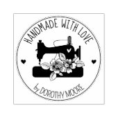 Naainmachine Floral Handmade with love Rubberstempel (Afrduk)