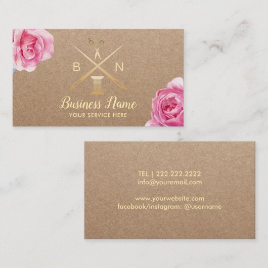 Naaisnijdendraad en naalden visitekaartje (Voorkant / Achterkant)