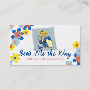  naaister naaimachine blond meisje visitekaartje