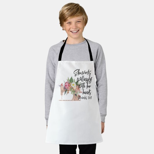 naaister - ze werkt vrijwillig schort (Gedragen)