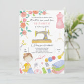 Naaiuitnodiging voor verjaardag kaart (Staand voorkant)