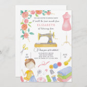 Naaiuitnodiging voor verjaardag kaart (Voorkant / Achterkant)