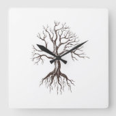Naakte boom vierkante klok (Voorkant)