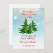 Naald een kerstboom Flat Holiday Kaart (Voorkant / Achterkant)