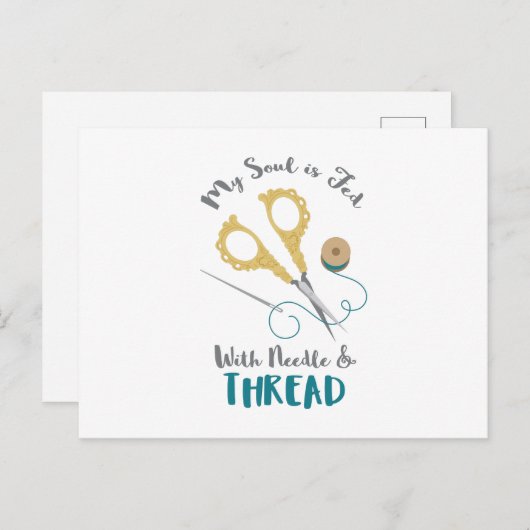 Naald en draad briefkaart (Voorkant / Achterkant)