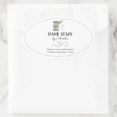 Naald en draad Handbeletterd Naaien Ovale Sticker (Tas)