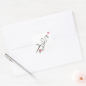 Naald en draad vierkante sticker (Envelop)