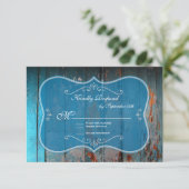 Naaldblauw hout Rustige RSVP-kaarten RSVP Kaartje (Staand voorkant)