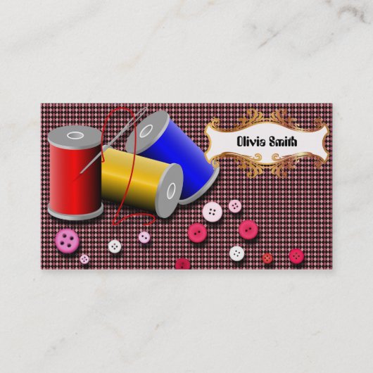 Naalden en draad visitekaartje (Voorkant)