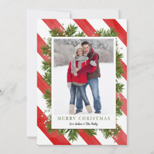 Naalden en strips Kerstfotokaart Feestdagenkaart