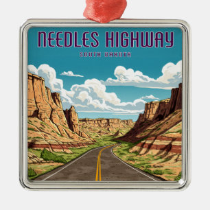 Naalden Highway South Dakota Landschap Metalen Ornament