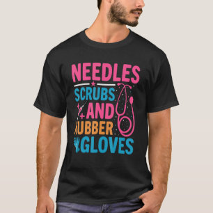 Naalden Rubber handschoenen Flebotomist Zuurmiddel T-shirt