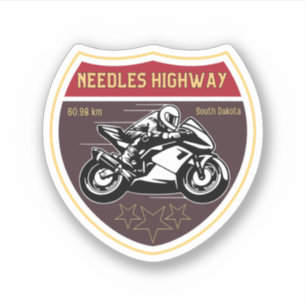 Naalden Snelweg Motorfiets Road Trip Zuid Dakota Sticker