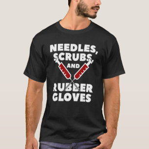 Naaldnaalden en rubberhandschoenen Medische assist T-shirt
