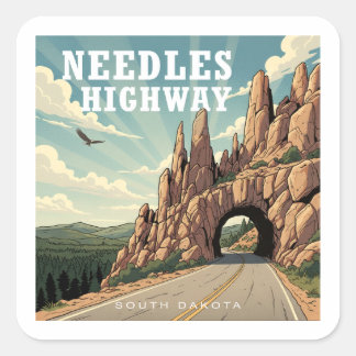 Naald's Highway South Dakota Eagle Vierkante Sticker