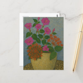 Naaldventiel en vier uur bloem briefkaart