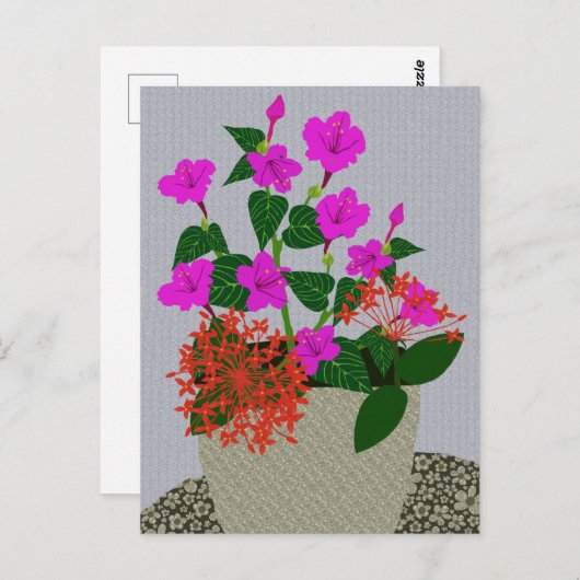 Naaldventiel en vier uur bloem briefkaart (Voorkant / Achterkant)