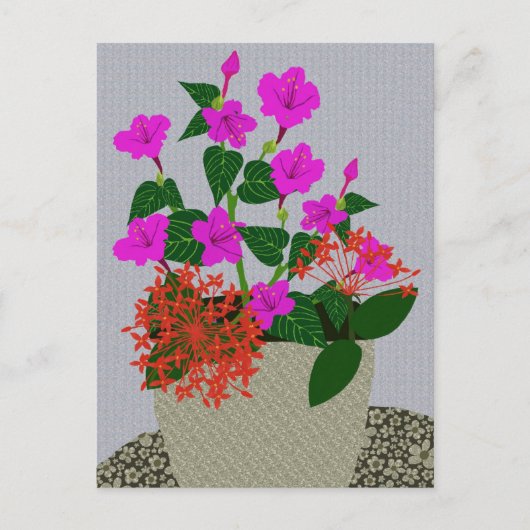 Naaldventiel en vier uur bloem briefkaart (Voorkant)