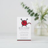 Naaldwerk rode visitekaartjes (Staand voorkant)