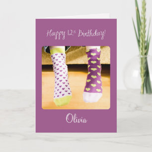  naam 12th Birthday Crazy Socks Card Kaart
