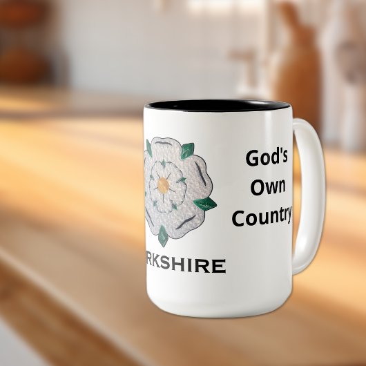 Naam, 15oz Yorkshire White Rose Tweekleurige Koffiemok