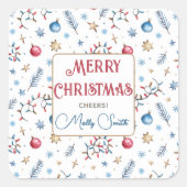 Naam 20 Whimsy Merry Christmas Gift Candle Sticker (Voorkant)