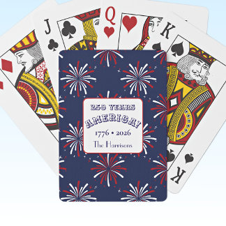 Naam, 250 Jaar Amerika 1776-2026 Vuurwerk Pokerkaarten