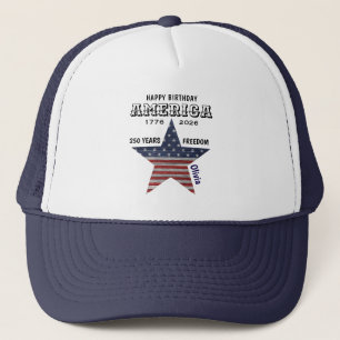 Naam 250ste Verjaardag Amerika Navy Blauwe Trucker Pet