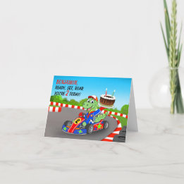Naam 2e verjaardag Dinosaurus Race Auto Klaar Af Kaart