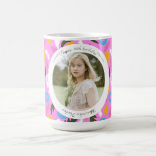 Naam 30e verjaardag bloemrijk roze cute romantisch koffiemok