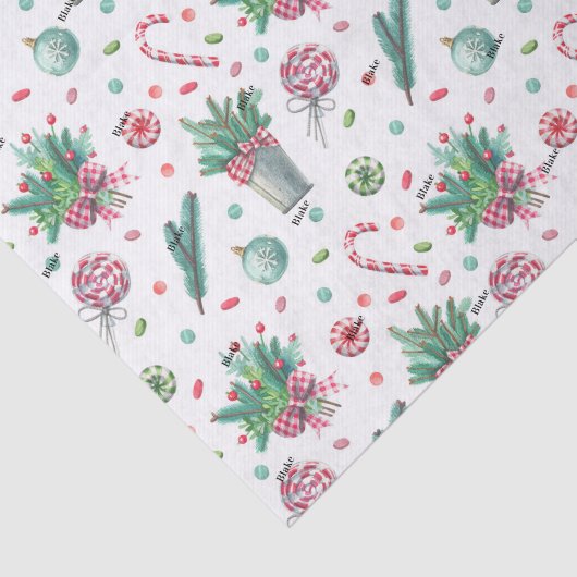 Naam, 3 stks Tissue Papier Pepermunt Ferns Gingham (Detail)