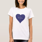 Naam Aangepaste Dark Blue Heart Custom T-Shirt (Voorkant)