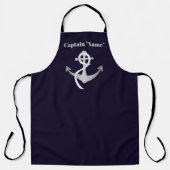 Naam aangepaste kapitein met Silver Anchor Sailor  Schort (Voorkant)
