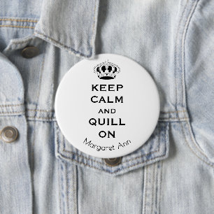 Naam, Aangepaste Keep Calm Quill Op 3-in Knop Spel Ronde Button 4,0 Cm