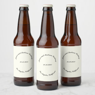 Naam aanpassen, datum zwarte ivoorbruiloft bier etiket