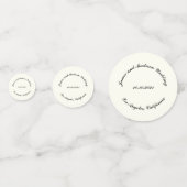 Naam aanpassen, datum zwarte ivoorbruiloft confetti (Voorkanten)