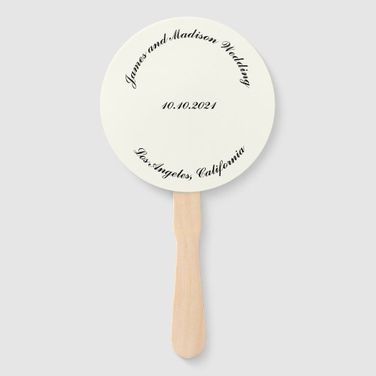 Naam aanpassen, datum zwarte ivoorbruiloft handwaaier (Achterkant)