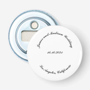 Naam aanpassen, datum zwarte kromme letters bruilo button flesopener