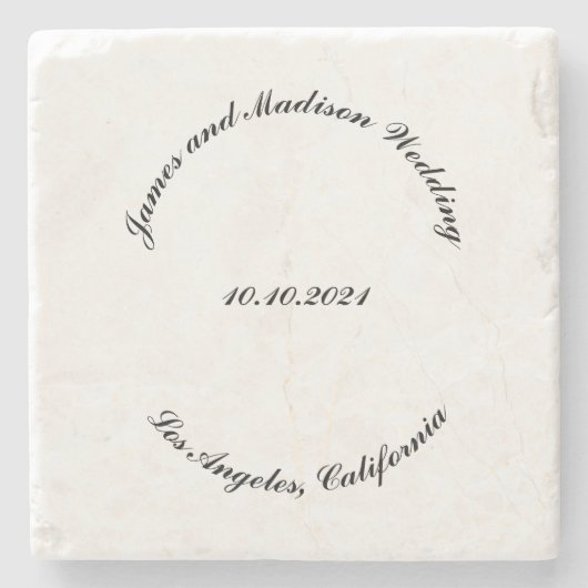 Naam aanpassen, datum zwarte kromme letters bruilo stenen onderzetter (Voorkant)