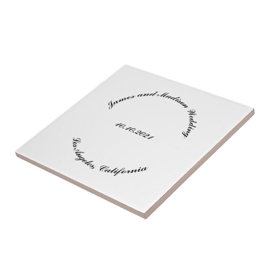 Naam aanpassen, datum zwarte kromme letters bruilo tegeltje (Zijkant)