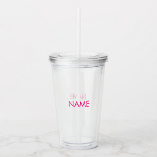 Naam aanpassen, tekst minimaliseert roze fuchsie h acryl drinkbeker
