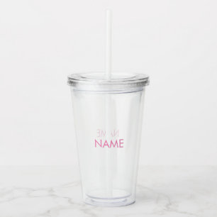 Naam aanpassen, tekst minimaliseert roze helder acryl drinkbeker